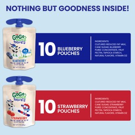GoGo squeeZ yogurtZ Variety Pack, Blueberry, Strawberry 3 oz (20 Pouches) - Kids Snacks Made from Real Yogurt & Fruit - Pantry Friendly - No Fridge Needed - No Preservatives - Kosher - Gluten Free