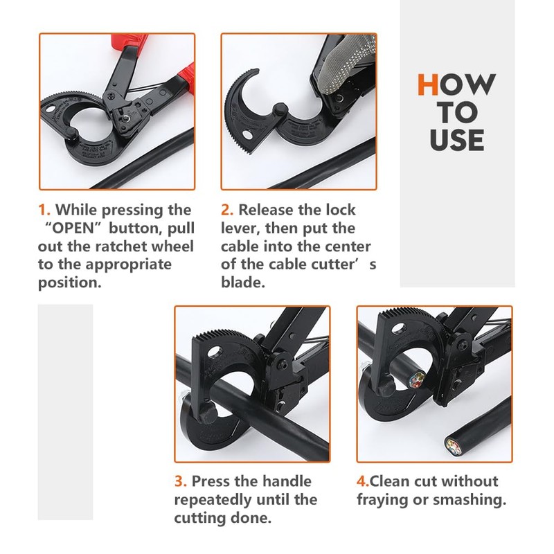 Ratchet Cable Wire Cutter Heavy Duty Wire Cutter for Aluminum