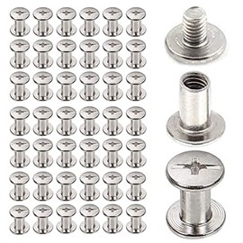 Pack of 45 Chicago Screws 304 Stainless Steel Cross Screw Rivets for DIY Leather Decoration Bookbinding (5 x 6 mm, 45 Pieces)