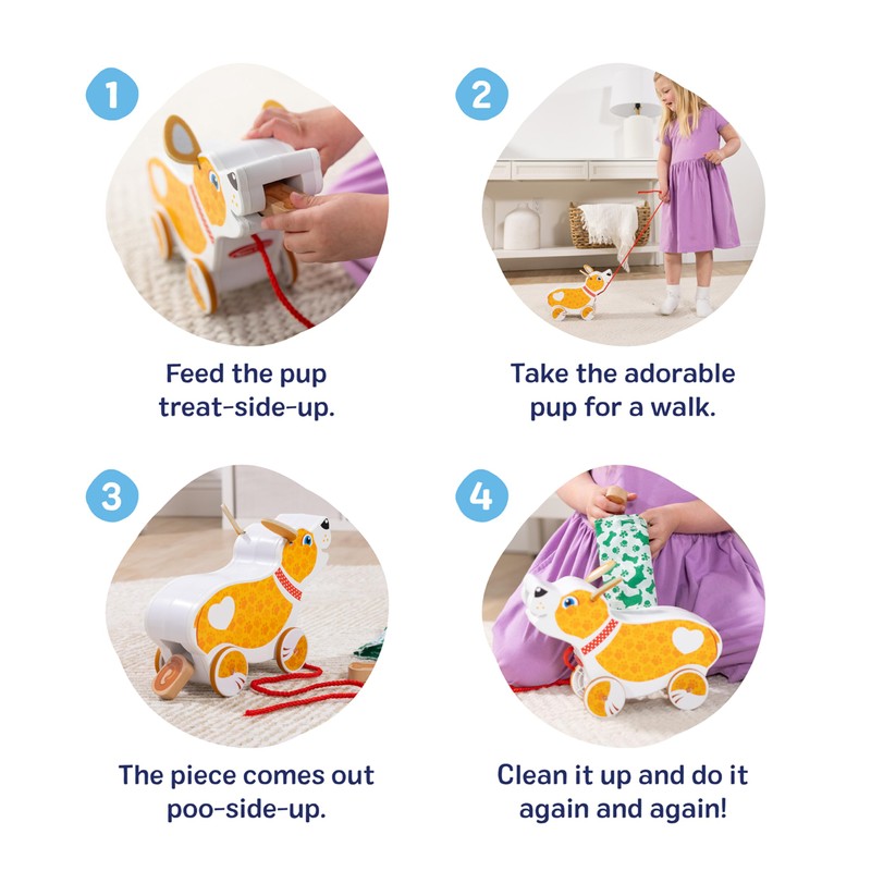 Melissa & Doug Feed, Walk & Poo Pup Wooden Preschool