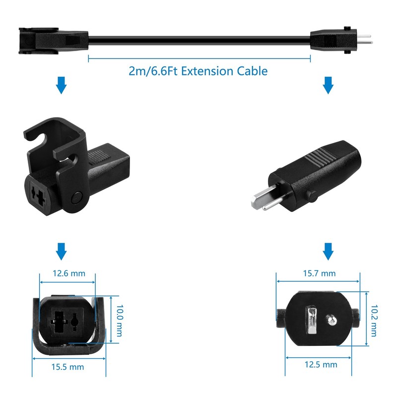 PKPOWER 6.6ft Extension 2-Pin Sofa Recliner DC Output Cable Power