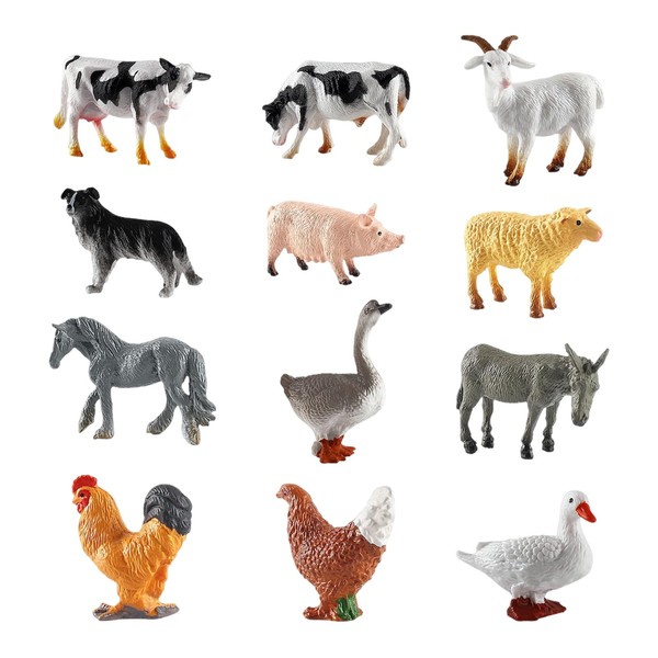 ZPLASK 12PCS Realistic Farm Animals Set – Educational Animal Toys