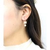 miwaki nife0023 E Women's Earrings, Ribbon, Metal, Pearl, Screw Type,