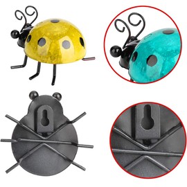 CENPEK 4 Pack Metal Ladybugs Wall Decor Yard Art Garden Sculptures and Statues Outdoor Decorations for Patio Backyard