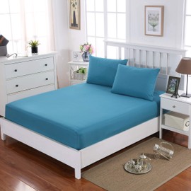 MOHAP Warm Fitted Sheet Set King Size 16" Deep Pocket with 1 Bedsheet and 2 Pillowcases Brushed Microfiber Teal