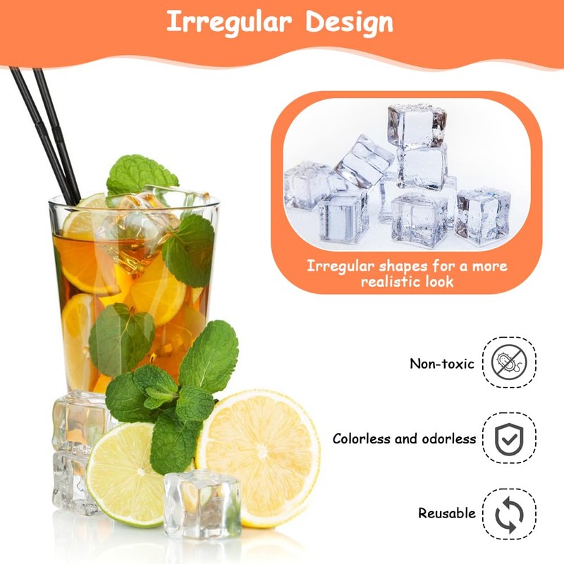 LPAMABA Pack of 120 20 mm Plastic Ice Cubes Plastic