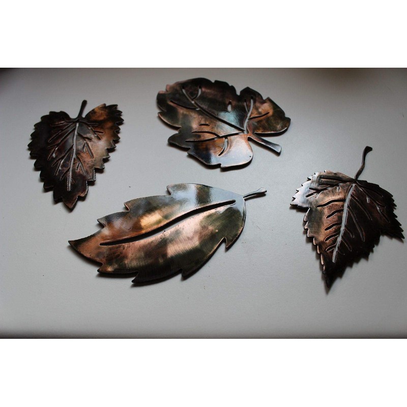 Metal Wall Art Leafs (4) Small Copper/Bronze Plated