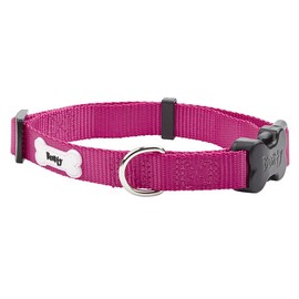 Bunty Adjustable Small Dog Collar - Ultra Strong & Soft Nylon Fabric, Quick-Release Buckle, Steel Lead Ring - Perfect for Small Dogs, Puppy 8 Weeks On - Pink Dog Collar