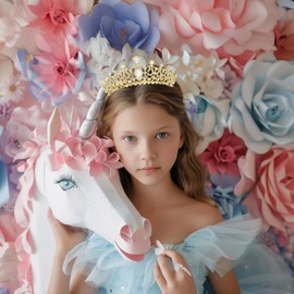 Schmoopy Tiara Crown for Women, Crystal Tiara for Bridal Prom Queen Birthday Birthday Party (B-Gold)