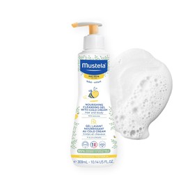 Mustela Nourishing Washing Gel, 300ml – Gentle Cleanser with Cold Cream for Dry and Sensitive Skin, Soap-Free and Dermatologically Tested