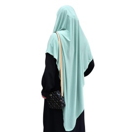 Yaqeen Jersey Khimar Diamond cut Long Hijab for Muslimah one Piece Headscarf Lycra Prayer Dress Muslim Shawls (Pistachio)