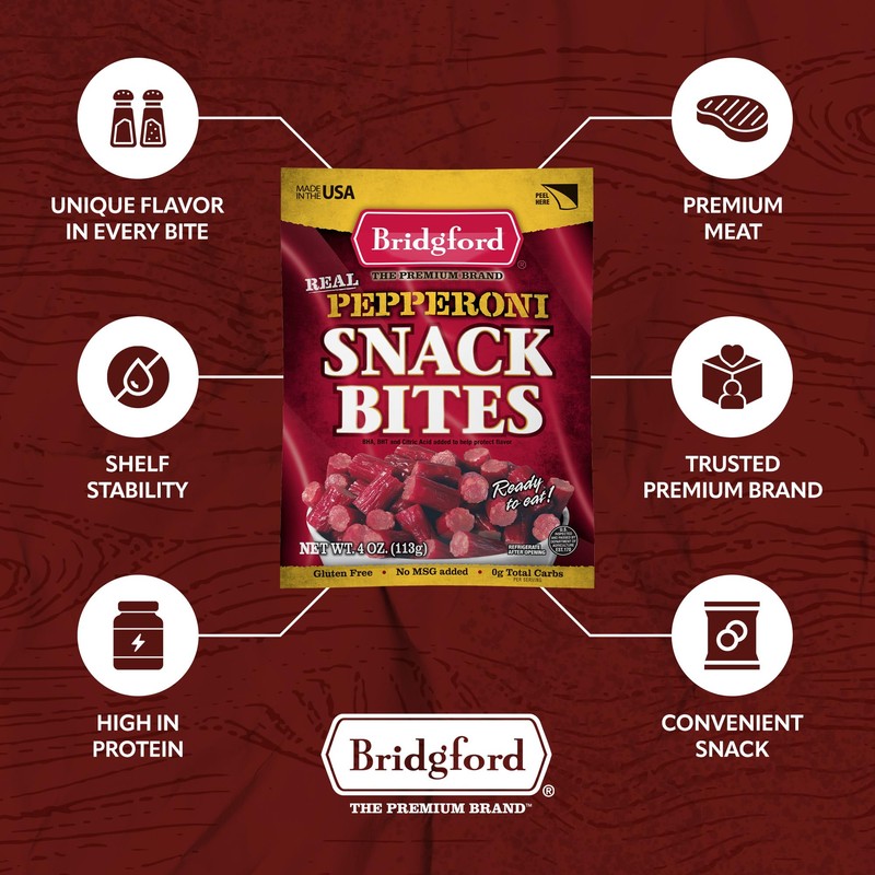 Bridgford Pepperoni Snack Bites 4 oz Pack of 3 -