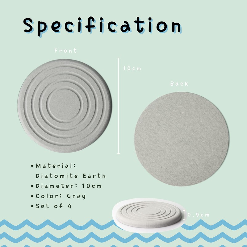 Skylarlife Absorbent Diatomite Coaster for Drinks and Plants Fast Water