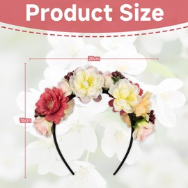 LIHIQIYA Haarschmuck Oktoberfest Damen Haarreif Blumen Haarkranz Trachten Stirnband Mädchen Haarband Kopfband mit Gemischten Blüten, Trockenblumen für Feiertage Feierlichkeiten (B, 20x18cm)