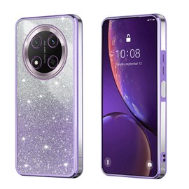 BEEJTUNY Case for Honor Magic7 Lite/Magic 7 Lite /X9C, Transparent Protective Cover with Gradient Glitter, Soft and Beautiful Bumper Shell, Stylish Shockproof Cover. Purple