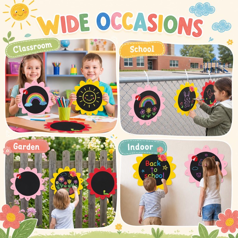 MotiMind 3 Pcs Outdoor Chalkboard for Kids, Sunflower Garden Decor