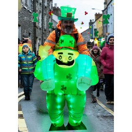 bDDeDD Inflatable Ride On Costumes,ST Patricks Day Costume, Irish Suit,Leprechaun Costumes with LED Light (Ride On, Adult)