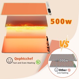 Qophtcchef Warming Mat for Food,Food Warming Mat with 7 Temperature Settings and 12 Hours Timer,Upgrade High-tech Graphene Rollable Heating Food Warmer for Parties Buffet,Everyday Use(Beige)