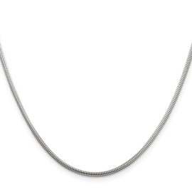 Auriga Fine Jewelry 925 Sterling Silver 2mm Round Snake Chain Necklace 24"
