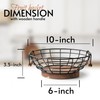 WILDMOS Fruit Basket,black Wire Basket with Acacia Wood Base,large Fruit
