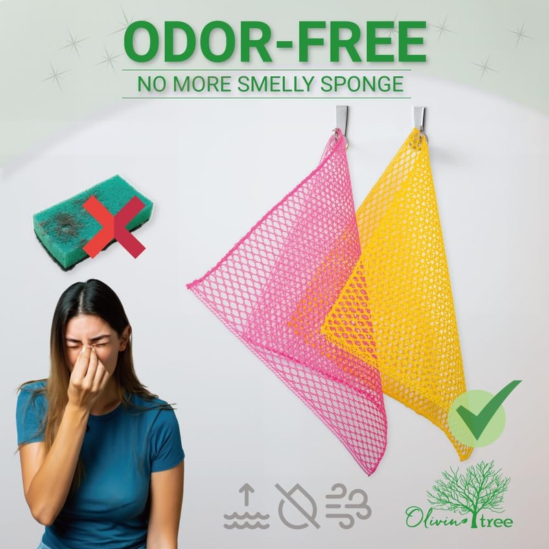 Olivia tree 5PCS Innovative Dish Washing Net Cloths,Scourer, Quick Dry,Perfect