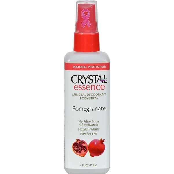 Crystal Essence Mineral Deodorant Body Spray, Pomegranate 4 oz (Pack of 3)