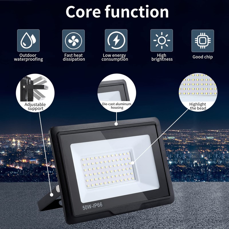 treoir 50 W Floodlight: 6000 K Cool White Super Bright