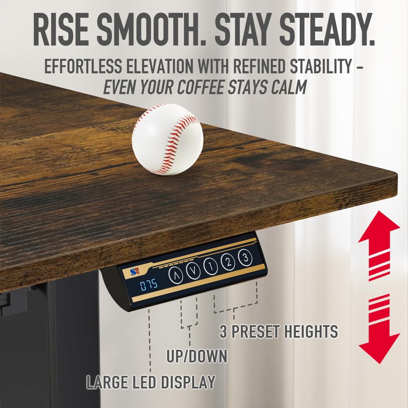 SHW 40-Inch Electric Height Adjustable Standing Desk with Drawer, Memory