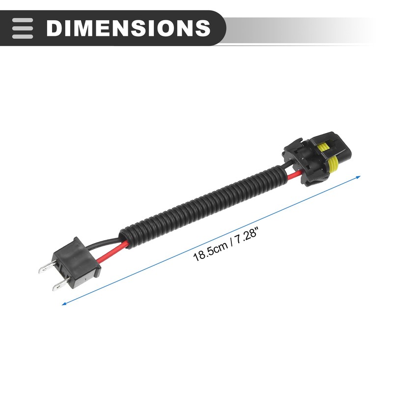 Motoforti Universal Wire Harness Headlight, Plastic Metal, Black, 2 Pcs