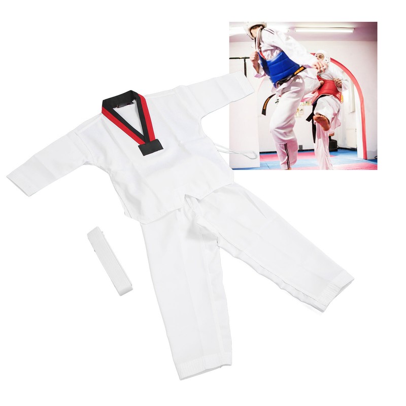 Kids Taekwondo Uniform with Belt Polyester and Cotton Breathable Soft