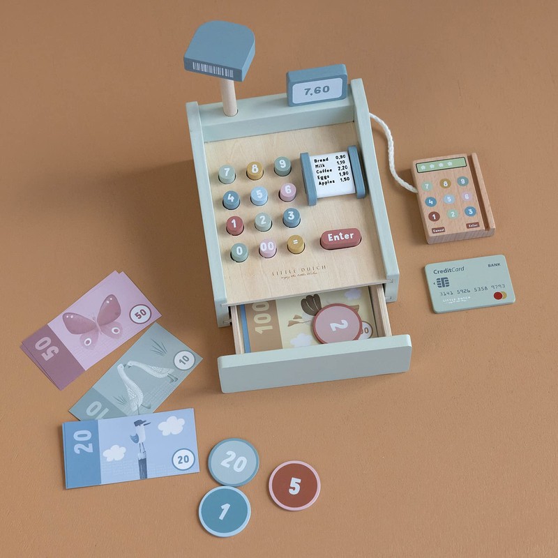 Little Dutch FSC Wooden Game Cash Box with Scanner and