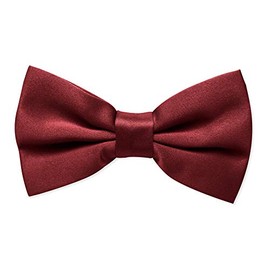 The Tie Co™ Premium Collection Satin Solid Colour Classic Plain Bow Tie - Pre Tied & Adjustable (Maroon)