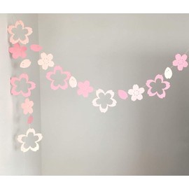 Cherry Blossom Garland, Cherry Blossom Viewing, Spring Decoration, Glitter, Pastel, Color, 70.9 inches (180 cm)