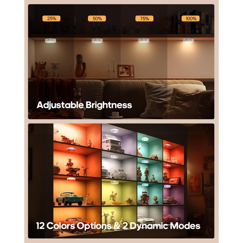 GOODEA.fun Puck Lights with Remote, 13 RGB Colors LED Under