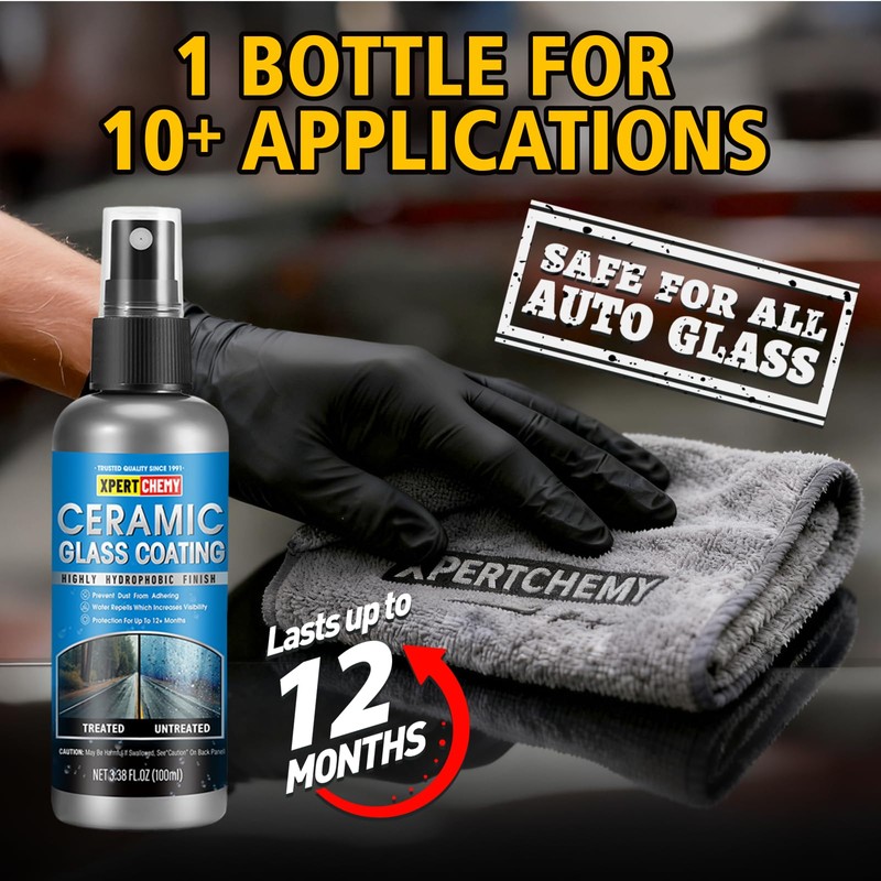 Ceramic Rain Repellant Windshield, Glass Coating Spray, Hydrophobic Protective Formula,