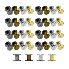 Tucireat Book Screws 80 Pairs Rivets Screw Rivets Book Screws Set Belt Screws Stainless Steel Book Screws Set for Leather Products such as Leather Bags (4 x 6 mm)