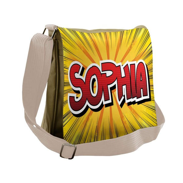 Ambesonne Sophia Messenger Bag, Retro Comic Western Name, Unisex Cross-body