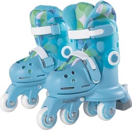 Yvolution Twista 2-in-1 Convertible Kids Learner Skates | Adjustable Sizes (US 7-11), Tool-Free Fit | Unisex Toddler Skates for Boys & Girls Ages 2+ - Color: Blue