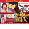 Emergency 911 Phone Stickers, 500 Laminated Stickers on Yellow Gloss