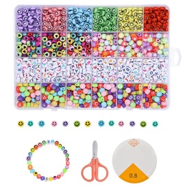 BetterJonny Beads Acrylic Beads About 1200 Pieces Smile Colorful Alphabet Beads Heart Shape Beads DIY Accessory Kit Accessories Craft Bracelet Necklace ..