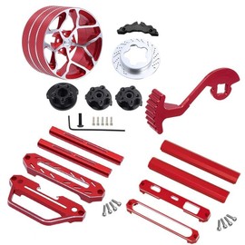 FACCNOY 4PCS Transmitter Protector Frame/Control Base Protector Frame/Transmitter Steering Wheel/Transmitter Steering Wheel Trigger for Flysky Noble NB4 Remote Control Upgrade Parts （Red）