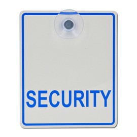 Suction Cup Sign Security Acrylic Sign 3 mm with Suction Cup 30 mm Approx. 10 x 12 cm for Window Interior Mounting