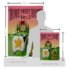 Breeze Decor S100061-BO Welcome Sheep Inspirational Sweet Home Decorative Vertical Flags Set, House 28"x 40" & Garden 13"x 18.5", Multi-Color