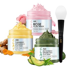 ANAI RUI Mascarilla De Arcilla Con Vitamina C De Cúrcuma -Mascarilla Facial De Rosa -Mascarilla De Barro De Té Verde Aguacate, Mascarilla Facial...   