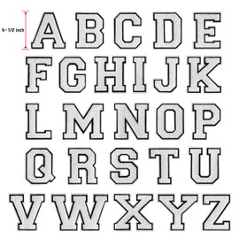 4.5 Inch White Chenille Varsity Letter Patch - Iron On Letterman Jacket Patches for Clothing, Hats, Jeans, Bags & Backpacks (1 PC)