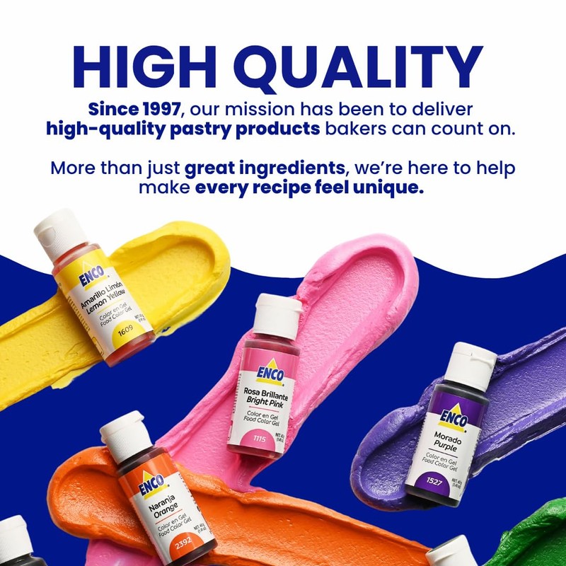 ENCO 9 Basic Food Coloring Gel Set 1.41 oz each