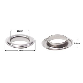 Trimming Shop 30mm Eyelets Rings with Washers, Grommet Eyelets for Tarpaulin, Leather Craft, Repair, Round Curtain Eyelet Rings for DIY, Canvas Holding, Vinyl Banners, Silver, 10pcs