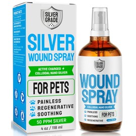 SILVER GRADE Wound Spray for Pets – Colloidal Silver Wound Care for Dogs & Cats – Helps with Skin Irritation, Hot Spots, Rashes, Scratching, Itch, Bites & Burns – Use a Dog Cone – 4 oz