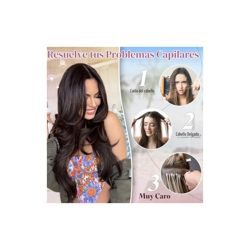 Extensiones De Cabello Con Alambre Invisible, Largas Y Onduladas En