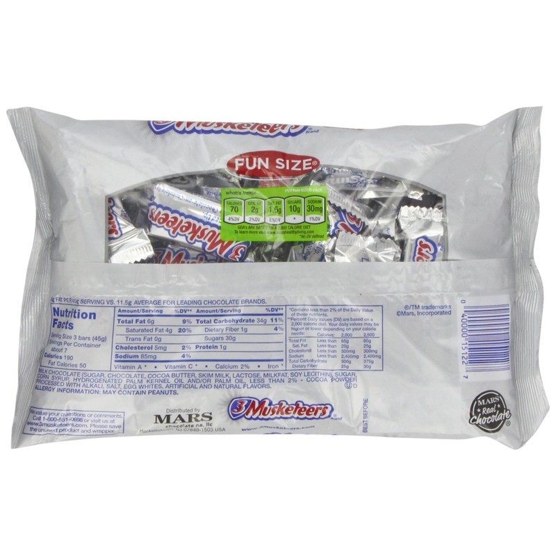 3 Musketeers Candy Bars, Fun Size, 11 oz